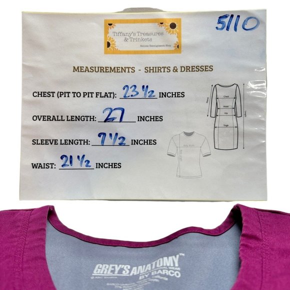 Grey's Anatomy by Barco Women's Scrub Tops XL Burgundy Style 41460 Medical - Picture 10 of 10